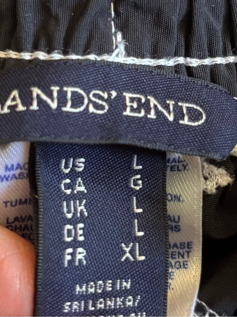 Lands' End Men's‎ Board Shorts Swim Trunks L Black Drawstring Pockets